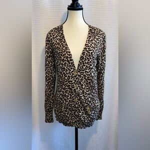 MICHAEL KORS‎ cheetah print buttoned Cardigan size Large